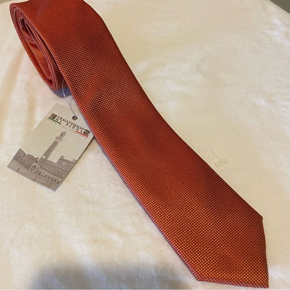 NWT Cravattificio di Siena Burnt Orange Silk Tie